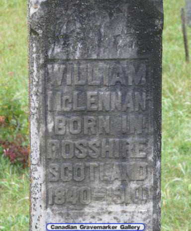 Photo of headstones/William McLennan 1840-1910 hdstn St Ola cem ON